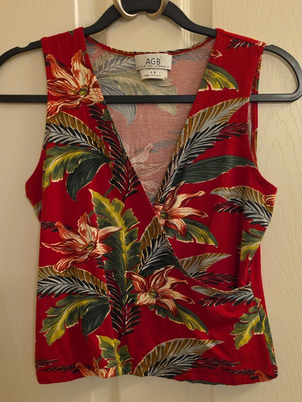 Byer California Red Tropical Floral V-Neck Tank